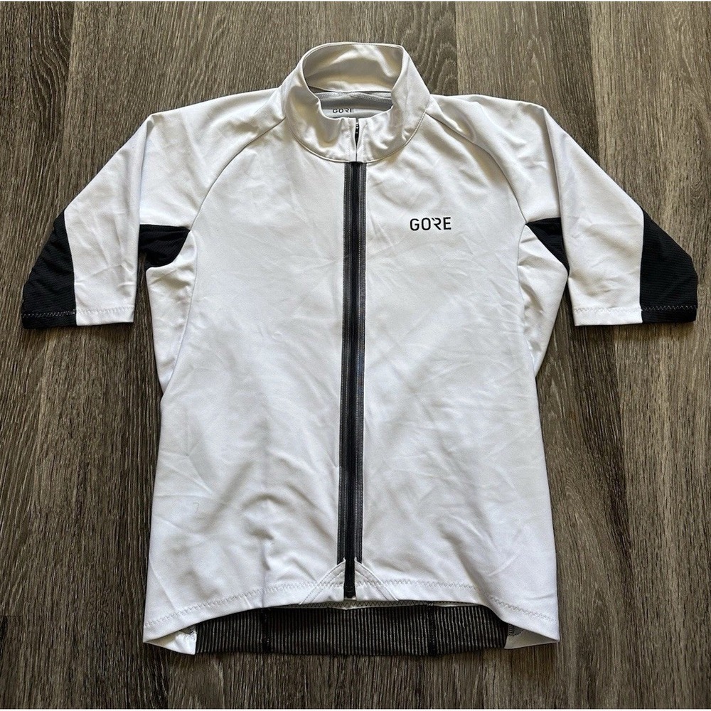 GORE Wear Windstopper Cycling Jacket Men's M White Black Zip Bike Jersey EUC